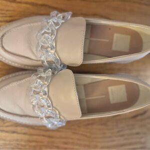 DV by Dolce Vita Cream Loafers with Clear Chain Detail